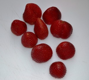 Strawberries on a cutting board